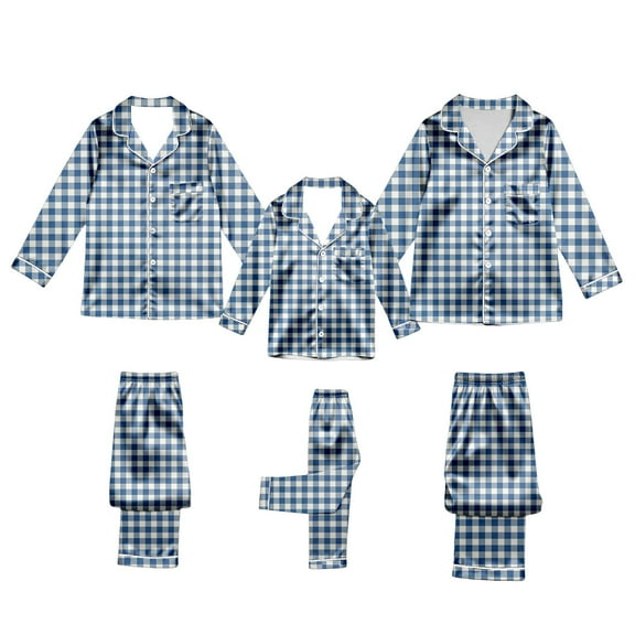 Aoiroe Men's Pajama Sets Holiday Pajama Sets Cotton Pajamas for Men Matching Family Christmas Pajamas Pajamas for Men Set Plus Size Pajama Christmas Family Dad—Blue L