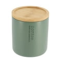 thumbnail image 6 of Chic Matte Green Cotton Swab Container with Natural Bamboo Lid - Polyresin Bathroom Storage Organizer, 6 of 6