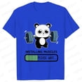 thumbnail image 3 of Camiseta divertida con estampado de Panda para mujer, camisetas de verano con cuello redondo, manga corta, levantamiento de pesas, instalación de músculos, 3 of 5