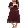 thumbnail image 2 of Ladies Nightgown  Short Sleeved Crew Neck Zip-up Slit Maxi Dress, 2 of 6