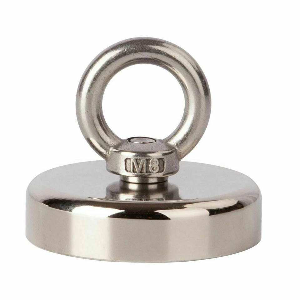 400Lbs Neodymium Fishing Magnet Pulling Force Super Strong Round Rare Earth Hook