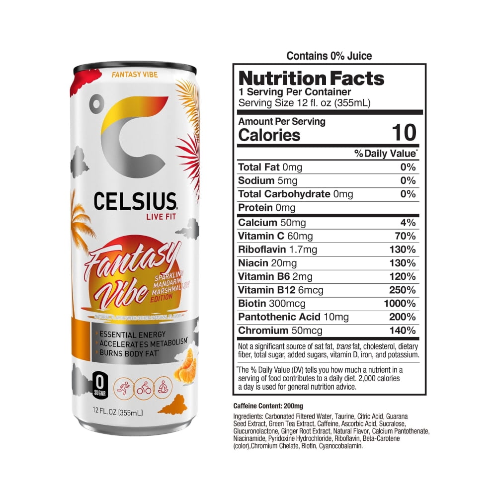 CELSIUS Sparkling Fantasy Vibe Energy Drink Can 12 fl oz - 3 count
