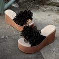 thumbnail image 5 of Modisza Women's Platform Wedge Sandals Flower Espadrilles Wide Width Comfortable Slide Shoes Lady Casual Dressy Summer Slipper Black 8, 5 of 7