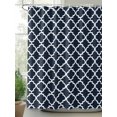 thumbnail image 2 of Fsddascl Navy Blue Morocco Shower Curtain Set - 48" x 72" Washable Bathtub Curtain with 12 Hooks, Modern Farmhouse Minimalist Plaid Waterproof Fabric Stall Shower Curtains for Bathroom/Bathtub, 2 of 6
