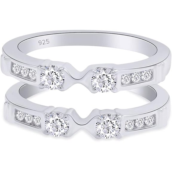 Gems Jewels 2.10 Ct Round Cut Diamond Wedding Engagement Wrap Ring 14K White Gold Plated 925 Sterling Silver For Women's -8