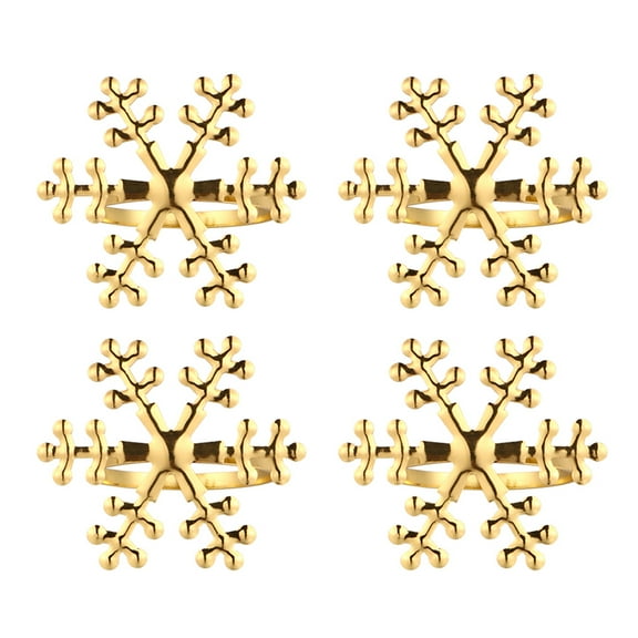 4pcs Christmas Snowflake Shape Napkin Rings Napkin Holders for Home (Golden)