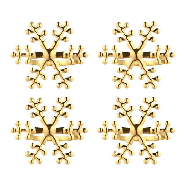 4 servilleteros navideños con forma de copo de nieve para el hogar (dorados)