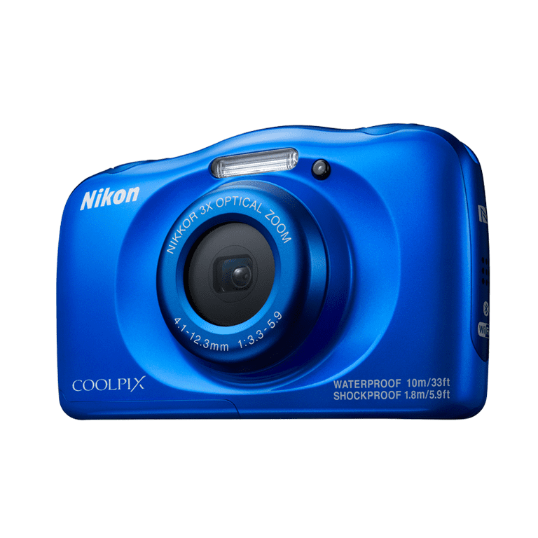 Nikon COOLPIX W100 13.2 MP Waterproof Digital Camera (Blue) + Top