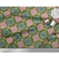 thumbnail image 2 of Soimoi Green polyester Crepe Fabric Diamond Geometric Print Fabric by the Yard 52 Inch Wide, 2 of 3