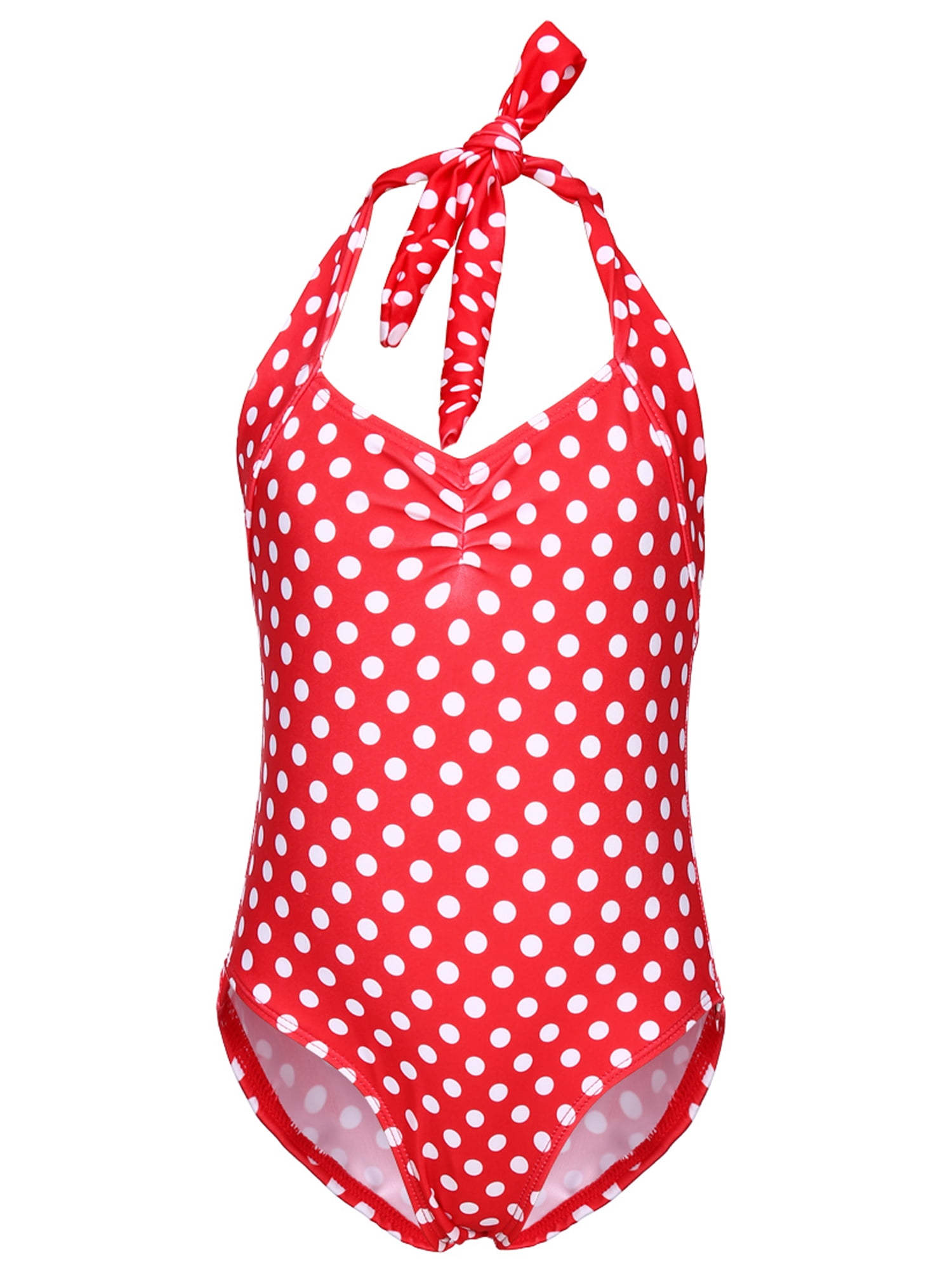 Sunisery Kids Girls Romper Bikini Polka Dots One Piece Halter Neck