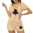 thumbnail image 5 of FDGIU Women's Halloween Pajama Set 2025 - Spooky Graphic Print 2-Piece Lounge Wear, Cute Short Sleeve Top & Elastic Waist Shorts, Soft Lightweight Sleepwear, 5 of 7