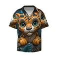thumbnail image 2 of Lsque Playful Leopard Art print Men's Cuban Collar Short Sleeve Shirt Summer Beachwear Casual Button Down Fashionable Vacation Leisure Shirt-4X-Large, 2 of 7
