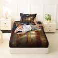thumbnail image 4 of Manfei Safari Bald Eagle Twin Sheets,Stars Stripe Flag Bedding,Brown Gold,3pcs,1 Fitted Sheet and 1 Pillowcase, 4 of 6
