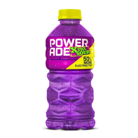 POWERADE XTRA SOUR Grape Shocker Electrolyte Sports Drink, 28 fl oz Bottle (2Pack)