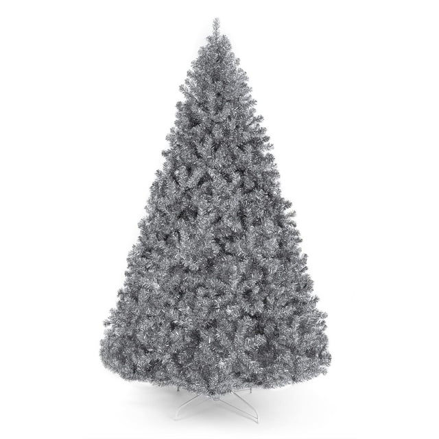 Árbol de Navidad Best Choice Products, oropel plateado, 7.5 pies