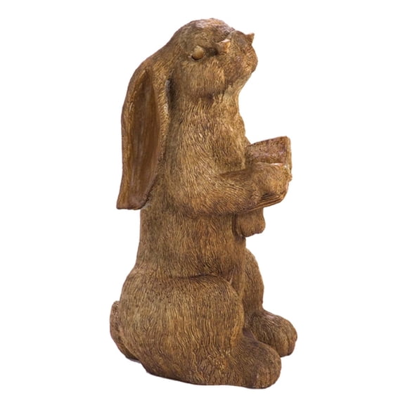 Solid Rock Stoneworks Reading Rabbit Concrete Statue, 24" Tall, Espresso Color