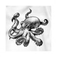 thumbnail image 1 of Octopus Decorative Napkins Set of 4, Hand Drawn Engraved Image of a Sea Animal on Plain Background Art Print, Silky Satin Fabric for Brunch Dinner Party, 12", White Charcoal Grey, by Ambesonne, 1 of 2