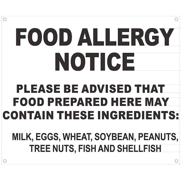 Food Allergy Notice Sign (Aluminium, 10x12)
