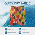 thumbnail image 5 of JRXY Pink Strawberries Men's Beach Shorts in Watercolor Style with Drawstring & Pockets 3Xl, 5 of 7