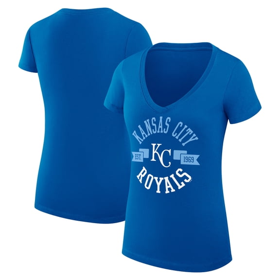 Women's G-III 4Her by Carl Banks Royal Kansas City Royals Super-Slim Fit Lightweight City Graphic V-Neck T-Shirt