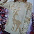 thumbnail image 5 of Christmas Sweaters Women Xs Fall Winter Round Neck Long Sleeve Christmas Sweater Snowflake Fawn Jacquard Knitted Pullover Jumper Tops , L, 5 of 9