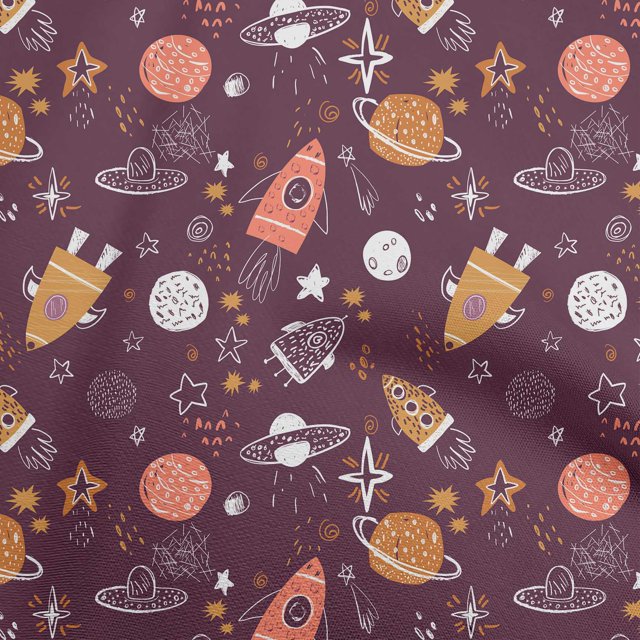 oneOone Polyester Spandex Wine Purple Fabric Galaxy Sewing Craft Projects Fabric Prints By Yard 56 Inch Wide