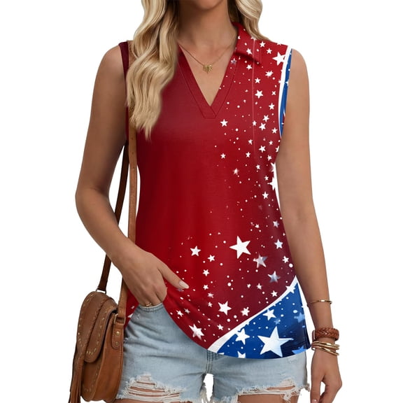 250 Years American Flag 250th Anniversary USA T-Shirt Womens Sleeveless Shirts Printed Golf Polo Shirts
