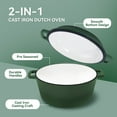 thumbnail image 4 of Hawsaiy 2-in-1 Cast Iron Dutch Oven Pot, Enameled Pots with Lid for Bread Baking, Cooking, Stewing, Heavy-Duty & Nonstick, Oven Safe up to 500°F, Dual Handles, Works on All Stovetops,Green, 4 of 11