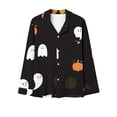 thumbnail image 3 of QIUOMBBP Pajamas Set for Women Halloween Ghost Pumpkin Funny Cute Matching Loungewear Button Down Soft Pjs 2 Piece Sets, Black, XXXL, 3 of 6