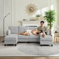 thumbnail image 6 of ZAFLY U Shaped Sectional Sofa with Movable Ottoman, Corduroy Sectionals for Living Room - Light Gray, 6 of 6