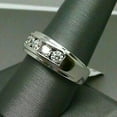thumbnail image 4 of 2Ct Round Cut Lab Created Diamond Half Eternity Wedding Men's Band Ring 14k White Gold Plated Silver, 4 of 4