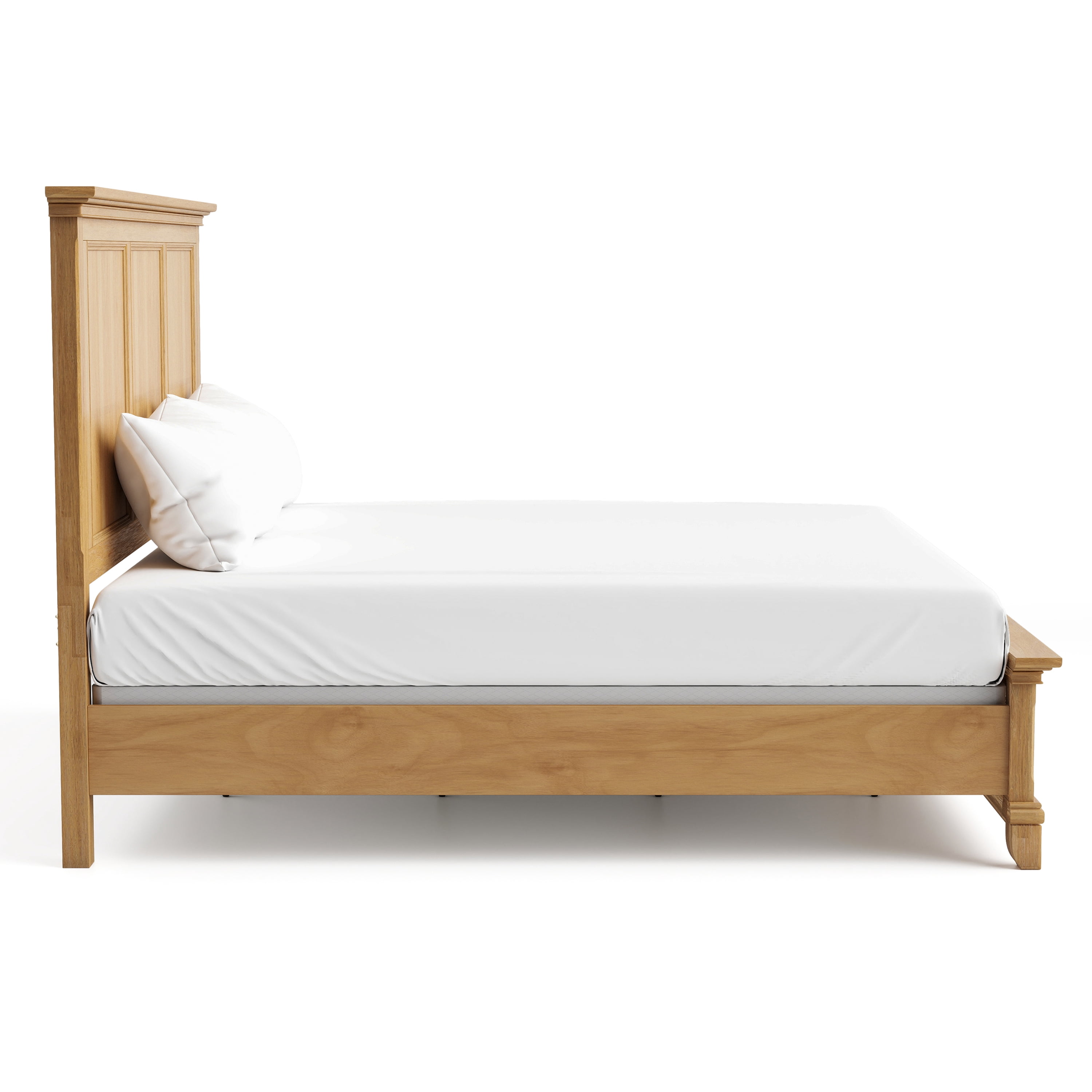 Furniture of America Stratford Solid Wood King Panel Bed, Natural Oak