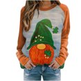 thumbnail image 1 of Penkiiy T-Shirt Imprimé pour la Saint-Patrick pour Femmes, Col Rond, Manches Longues, Chandail en Molleton Imprimé, Blouse, Hauts, L, Orange, 1 of 5