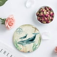 thumbnail image 4 of FMSHPON Ocean Theme Whale Retro Set of 4 Round Coaster for Drinks, Absorbent Ceramic Stone Coasters Cup Mat with Cork Base for Home Kitchen Room Coffee Table Bar Decor, 4 of 6