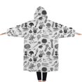 thumbnail image 2 of Oversized Wearable Blanket Hoodie,White Vegetable Pattern Sherpa Blanket Hoodie with Super Pockets,Super Warm Fuzzy Pullover for Women & Men, 2 of 6