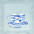 thumbnail image 2 of Dolzhenko, Anna 26x26 Black Ornate Wood Framed with Double Matting Museum Art Print Titled - Watercolored Blue and White Tea Cup, 2 of 4