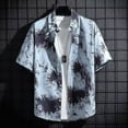thumbnail image 2 of JLFKNG Summer Shirts For Men Breathable Ice Silk Shirts Fashion Printed Short Sleeve Buttons Up Shirt Tops Breathable Loose Fit Lounge Clothing Fot Men, 2 of 8