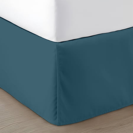 SGI bedding 15 inch Drop Bed Skirt Full Size Platform Style Classic Tailored Look Elegant Pleated Style Dust Ruffle Split Corners Wrinkle Resistant Microfiber - Teal