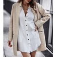 thumbnail image 4 of NAYTOAO Women Stand Collar Mid Length Open Coat with Zipper Pockets, 4 of 6
