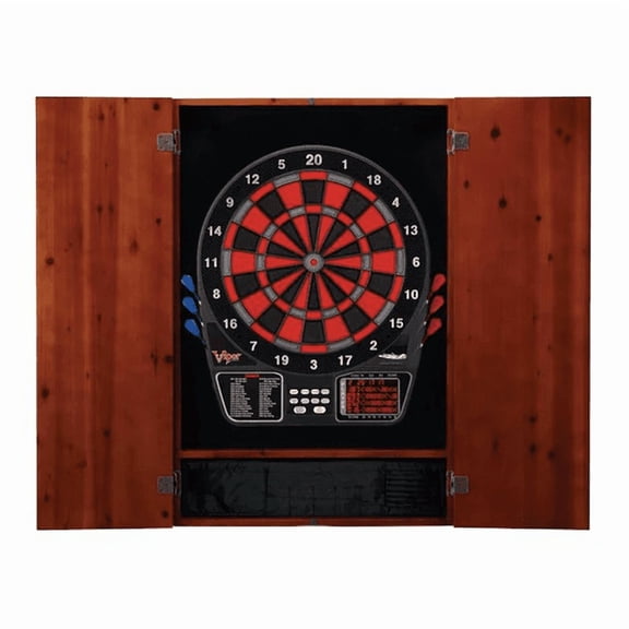 Viper Metropolitan Cinnamon Soft Tip Dartboard Cabinet and Viper 797 Electronic Dartboard