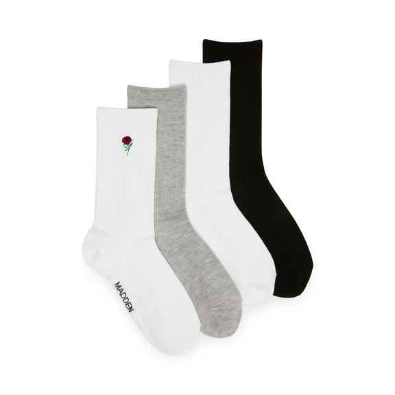 Madden NYC Women's Crew Socks, 4-Pack, Fits Shoe Size 5-10