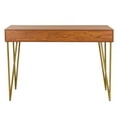 thumbnail image 6 of SAFAVIEH Pine Solid Mid-Century 2 Drawer Desk, Natural/Gold, 6 of 10