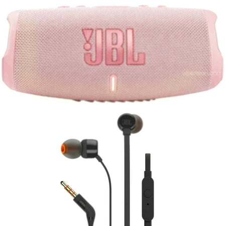 JBL Charge 5 Portable Bluetooth Speaker Pink with JBL T110 in Ear Headphones