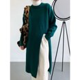 thumbnail image 3 of Suéter holgado de cuello redondo con abertura y largo medio para mujer, estilo europeo y americano, para otoño e invierno, 3 of 6