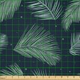 thumbnail image 2 of Ambesonne Tropical Fabric by the Yard Microfiber, Palm Leaf on Starry Night, 10 Yards, Reseda Green and Petrol Blue, 2 of 2