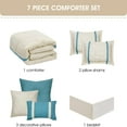 thumbnail image 6 of Nanshing Regala 7 Piece Minimalist Pinch Pleat Comforter Set, Beige Blue, King, 6 of 12