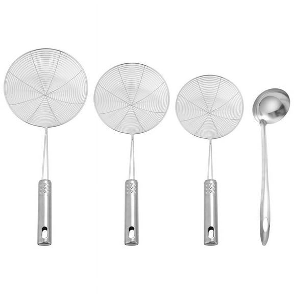 Skimmer Spoon, 4 Pack Stainless Steel Spider Strainer Skimmer Spoon, Donut Spoon, Sk1314