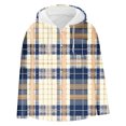 thumbnail image 6 of Men's Shacket Jacket Plaid Check Print Pocket Long Sleeved Button Hooded Fashion Coat Outwear, 6 of 6