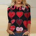 thumbnail image 2 of GA WEIHUA Online Deals,3/4 Sleeve Shirts for Women Cute Crewneck Heart Print Tops Women's Valentines Day Shirt Graphic Tee Plus Size Tunic Tops Soft Comfy Blouses(Black,L), 2 of 5