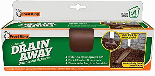 Frost King DE46BR Automatic Plastic Drain Away Downspout Extender, Extends 4-Feet, Brown